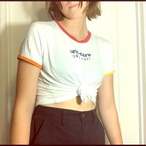 Semi-Sheer White “self care” Tee